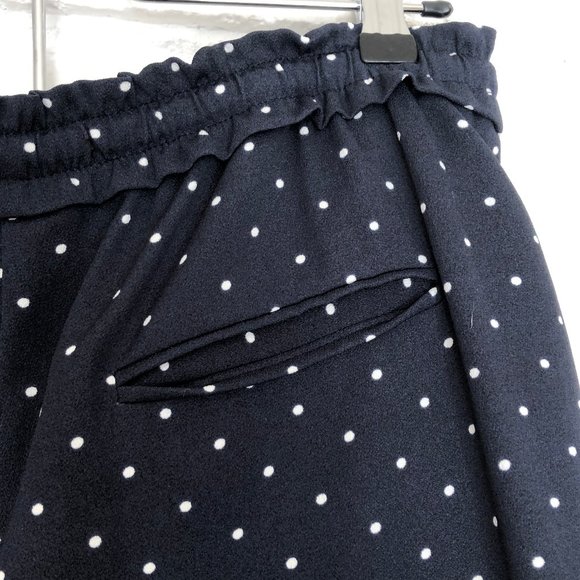 Zara Basic Polka Dot Navy Trousers - Sz M - Picture 5 of 6